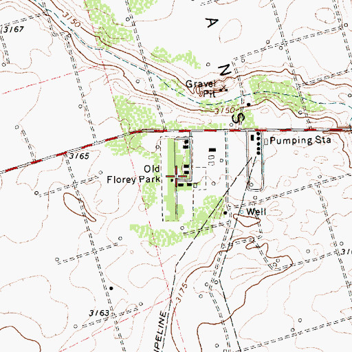 Topographic Map of Old Florey Park, TX