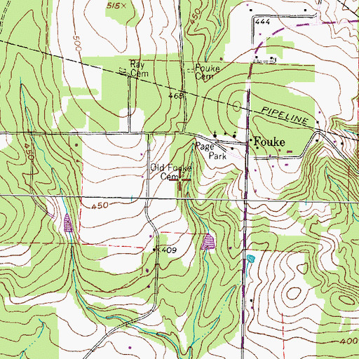 Topographic Map of Old Fouke Cemetery, TX