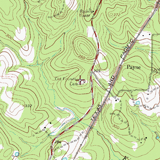 Topographic Map of Old Foundry Cemetery, TX