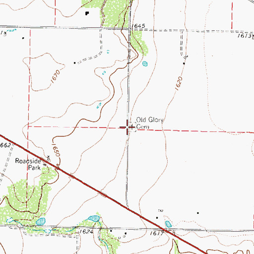 Topographic Map of Old Glory Cemetery, TX