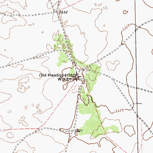 Topographic Map of Old Headquarters Windmill, TX