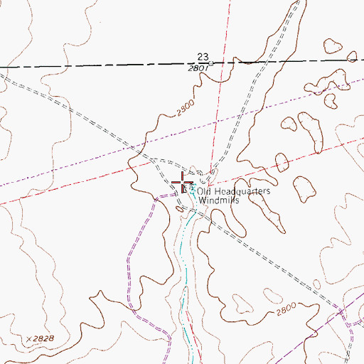 Topographic Map of Old Headquarters Windmills, TX