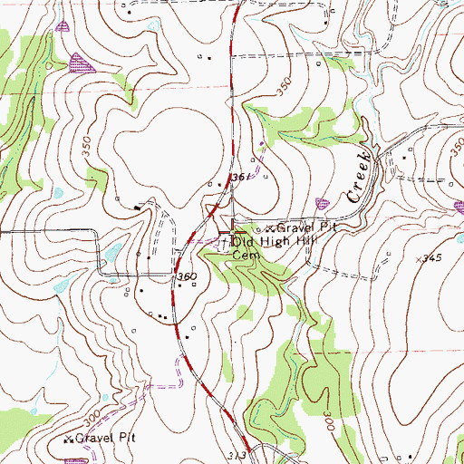 Topographic Map of Old High Hill Cemetery, TX