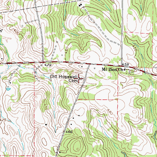 Topographic Map of Old Hopewell Cemetery, TX