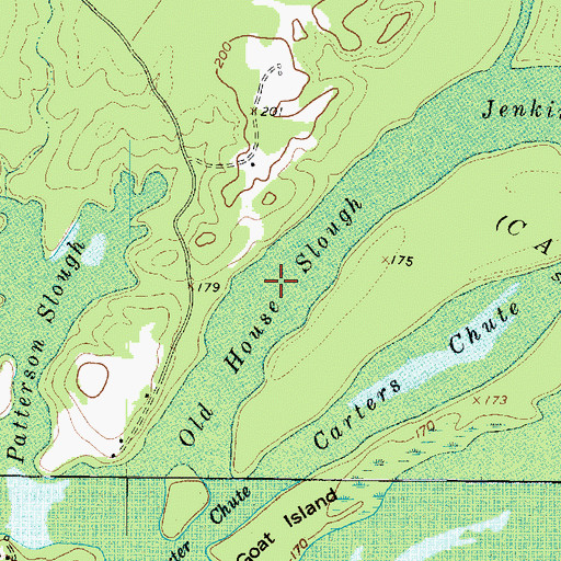 Topographic Map of Old House Slough, TX