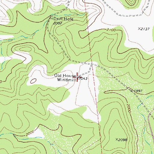 Topographic Map of Old House Windmill, TX