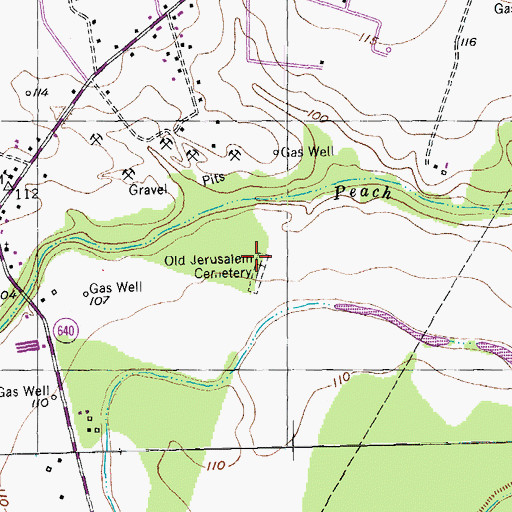 Topographic Map of Old Jerusalem Cemetery, TX