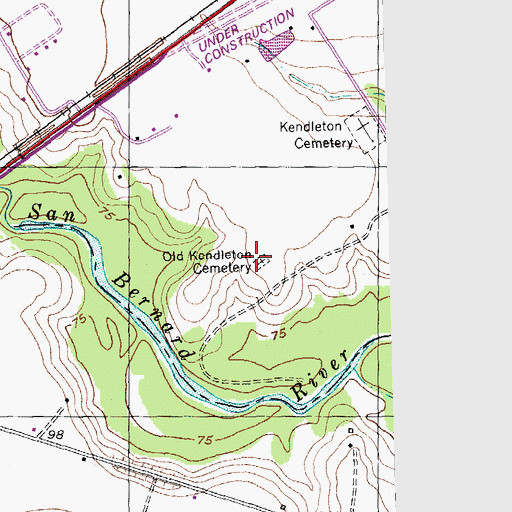 Topographic Map of Old Kendleton Cemetery, TX