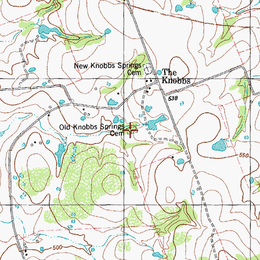 Topographic Map of Old Knobbs Springs Cemetery, TX