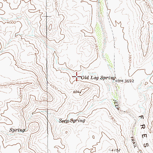 Topographic Map of Old Log Spring, TX