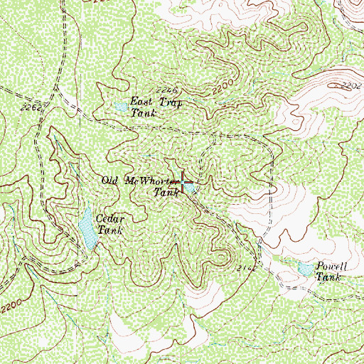 Topographic Map of Old McWhorter Tank, TX