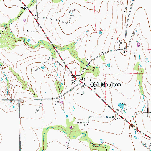 Topographic Map of Old Moulton, TX
