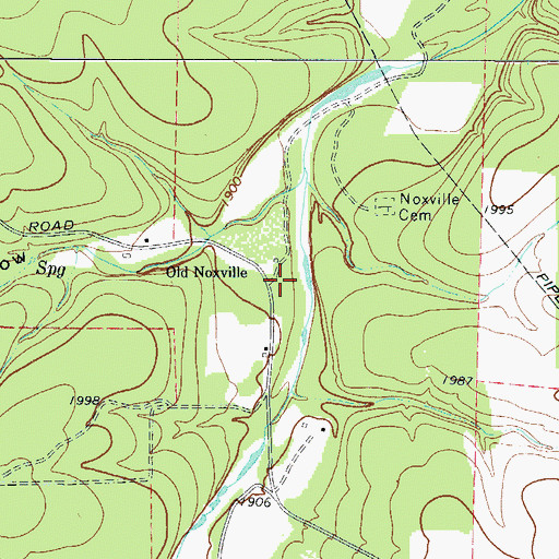 Topographic Map of Old Noxville, TX