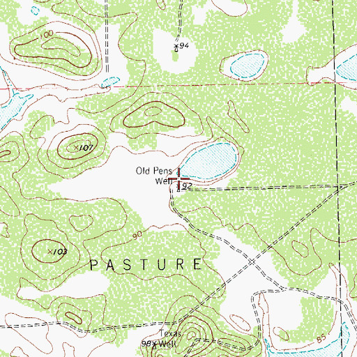 Topographic Map of Old Pens Well, TX