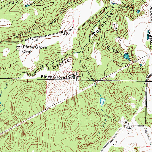 Topographic Map of Old Piney Grove Cemetery, TX