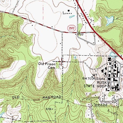 Topographic Map of Old Prison Cemetery, TX