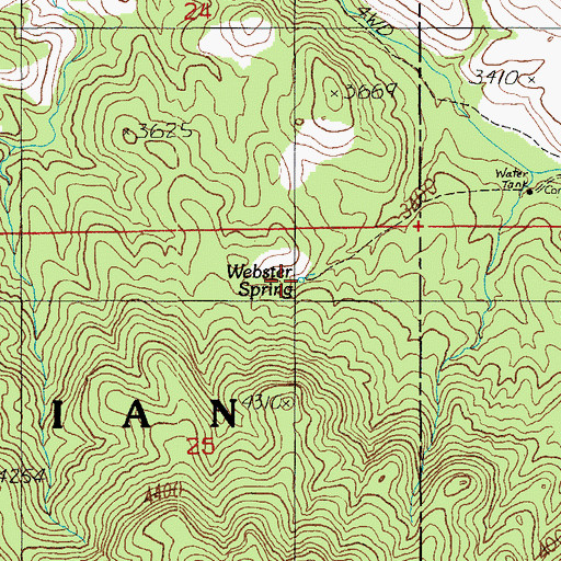 Topographic Map of Webster Spring, AZ