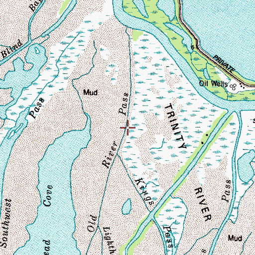 Topographic Map of Old River Pass, TX