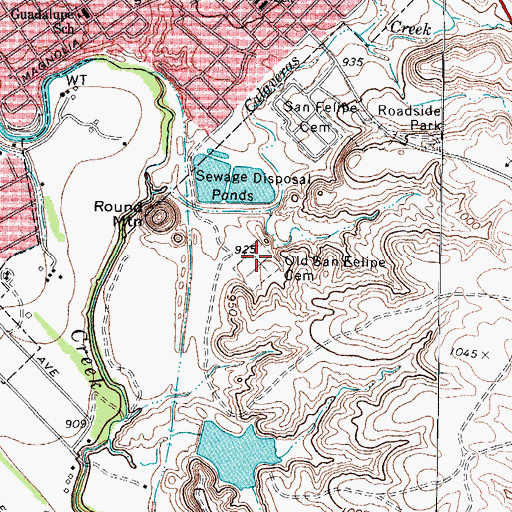 Topographic Map of Old San Felipe Cemetery, TX