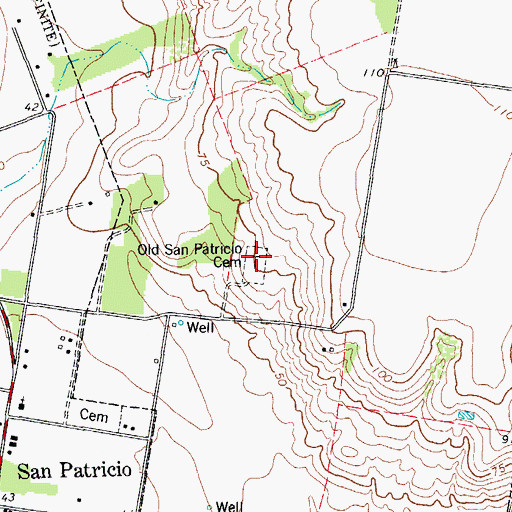Topographic Map of Old San Patricio Cemetery, TX