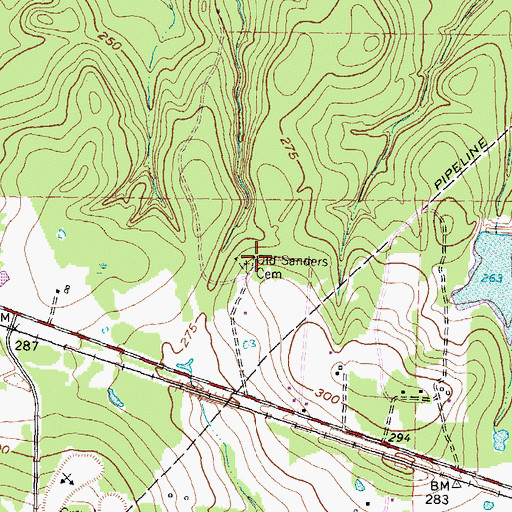 Topographic Map of Old Sanders Cemetery, TX