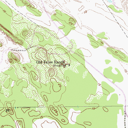 Topographic Map of Old Tajos Ranch, TX
