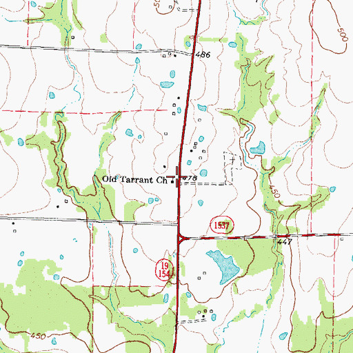 Topographic Map of Old Tarrant Church, TX