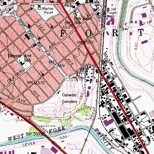 Topographic Map of Old Trinity Cemetery, TX