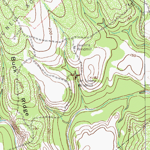 Topographic Map of Old Turkey Windmill, TX