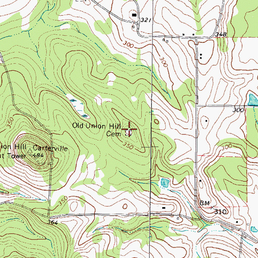 Topographic Map of Old Union Hill Cemetery, TX