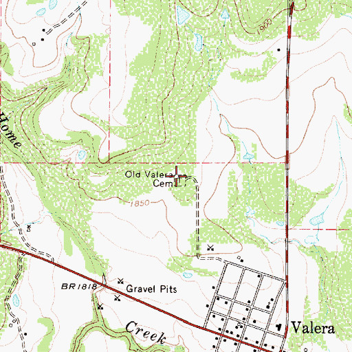 Topographic Map of Old Valera Cemetery, TX
