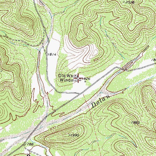Topographic Map of Old White Windmill, TX