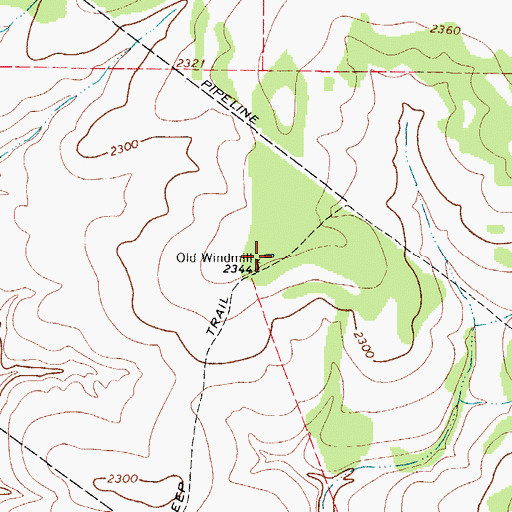 Topographic Map of Old Windmill, TX