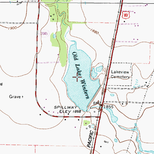 Topographic Map of Lake Old Winters, TX