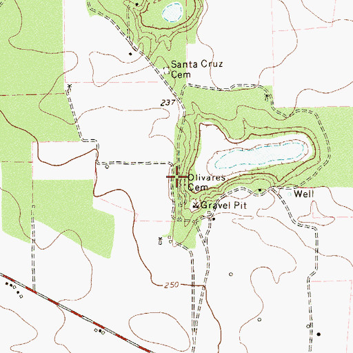 Topographic Map of Olivares Cemetery, TX