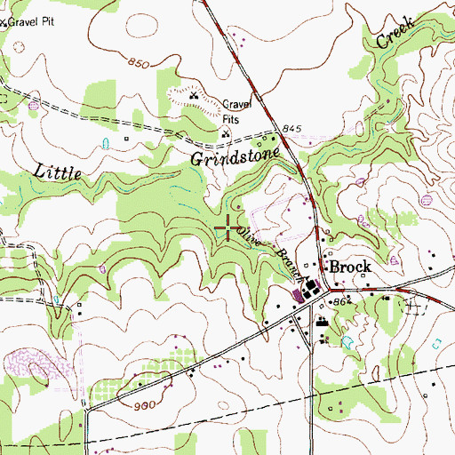 Topographic Map of Olive Branch, TX