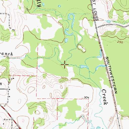 Topographic Map of Olive Branch, TX