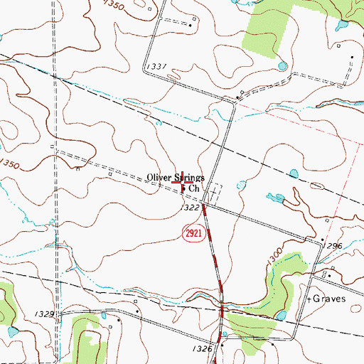 Topographic Map of Oliver Springs Church, TX