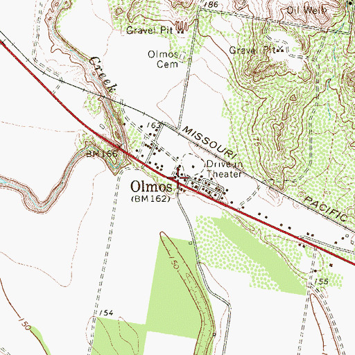 Topographic Map of Olmos, TX