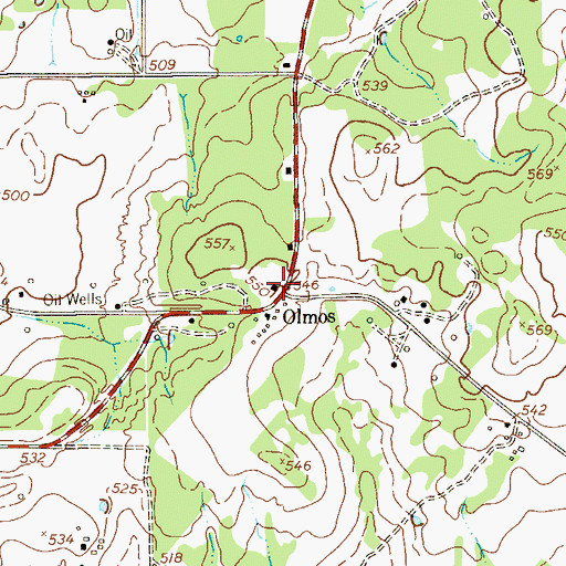 Topographic Map of Olmos, TX