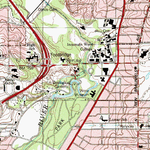 Topographic Map of Olmos Creek, TX