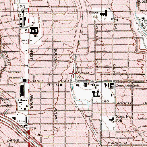 Topographic Map of Olympia Park, TX