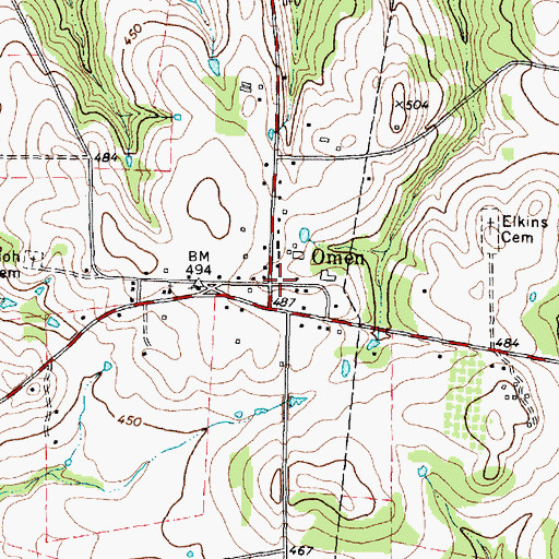 Topographic Map of Omen, TX