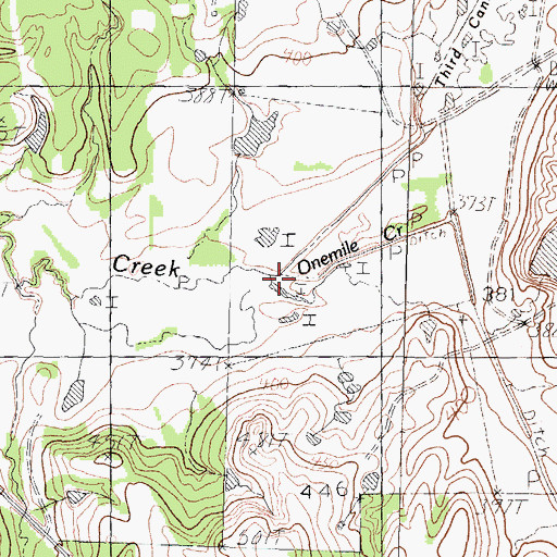 Topographic Map of Onemile Creek, TX