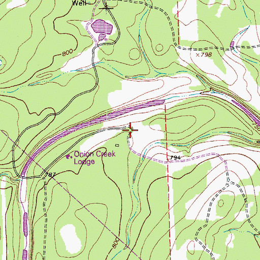 Topographic Map of Onion Creek Lodge, TX