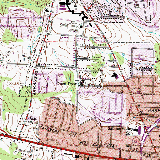 Topographic Map of Open Door Church, TX