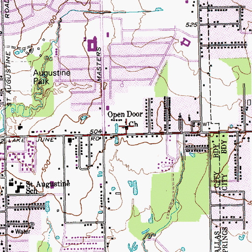 Topographic Map of Open Door Church, TX