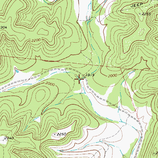 Topographic Map of Open Hollow, TX