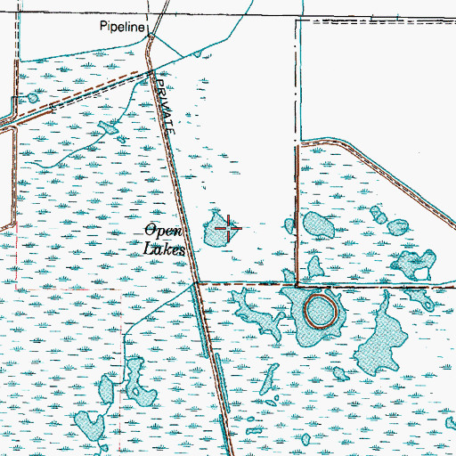 Topographic Map of Open Lakes, TX