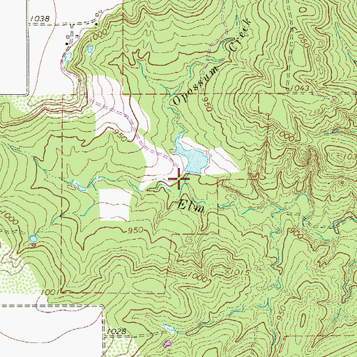 Topographic Map of Opossum Creek, TX